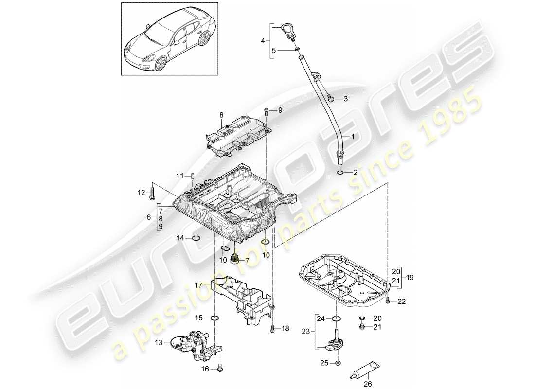 porsche panamera 970 (2016) oil-conducting housing part diagram