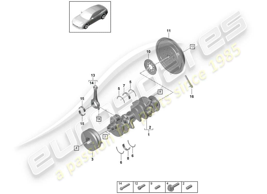 porsche panamera 971 (2019) crankshaft parts diagram
