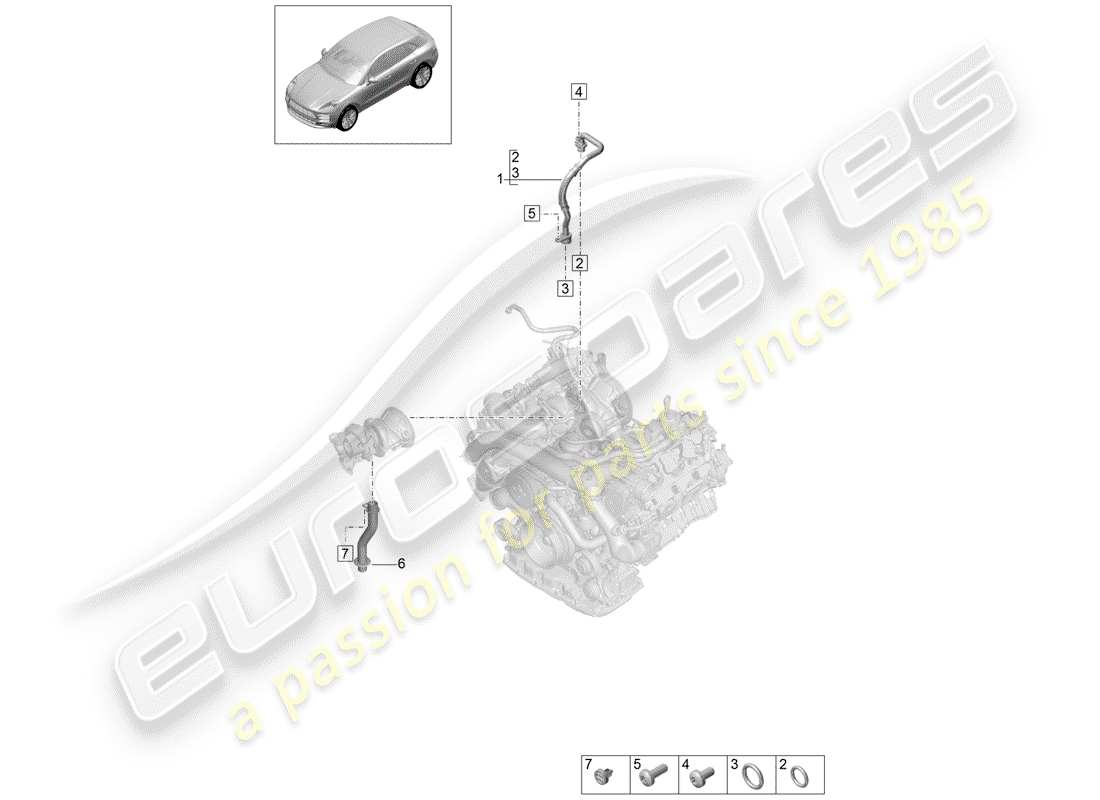 porsche macan (2020) oil pressure line part diagram