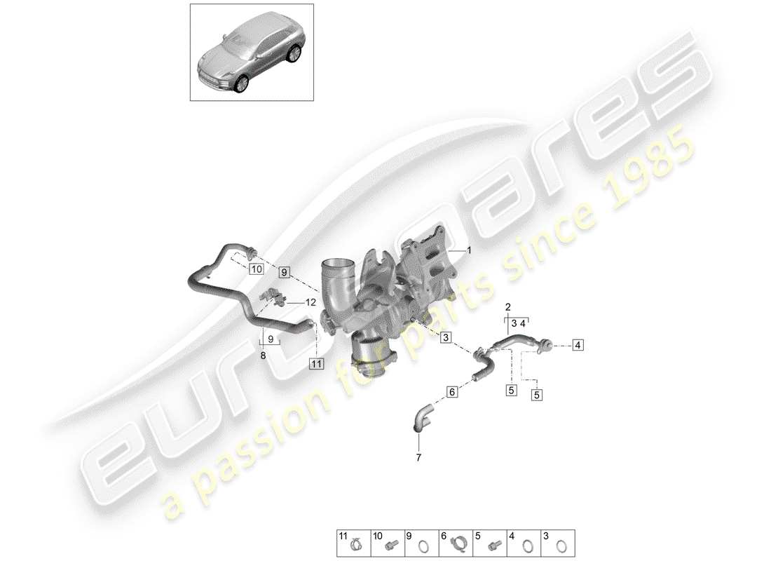porsche macan (2019) water cooling for parts diagram