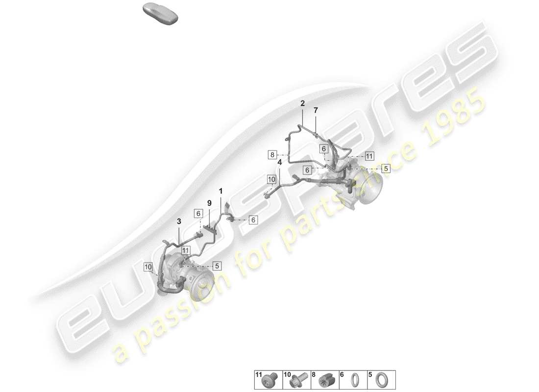 porsche 992 (2020) exhaust gas turbocharger part diagram