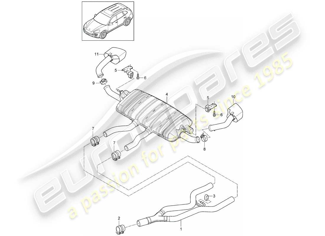 porsche cayenne e2 (2013) exhaust system part diagram