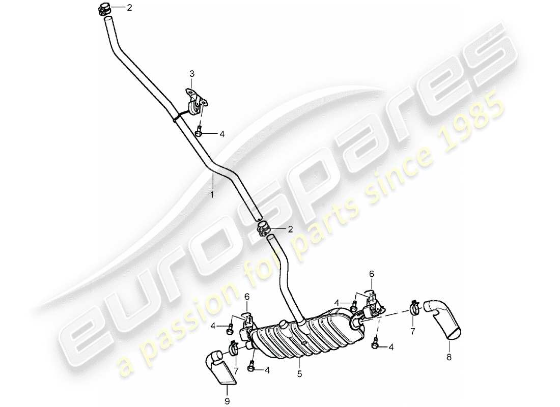 porsche cayenne (2006) exhaust system part diagram