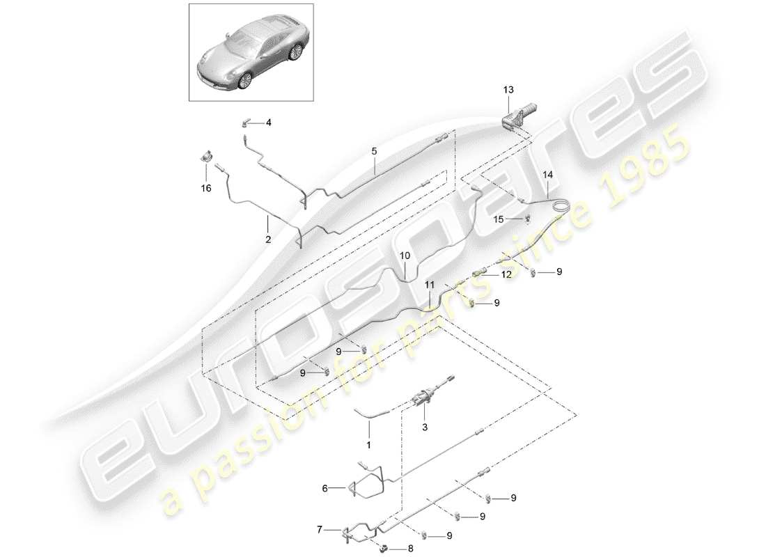 porsche 991 gen. 2 (2018) hydraulic clutch parts diagram