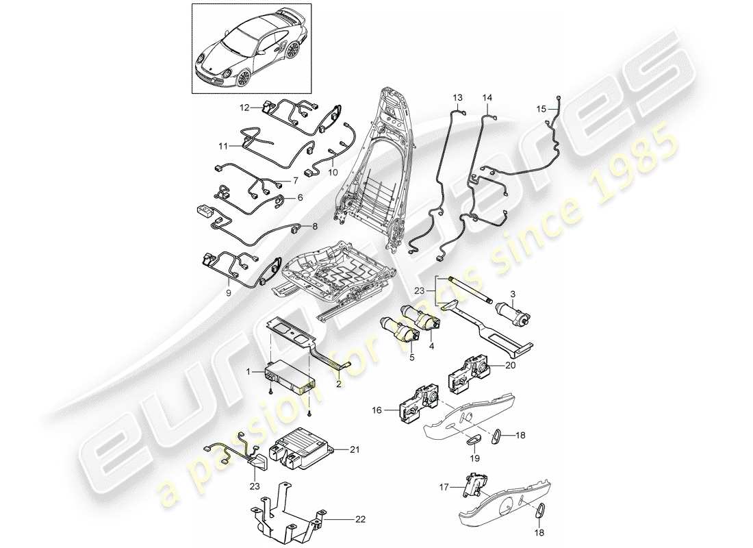 porsche 911 t/gt2rs (2012) wiring harnesses parts diagram