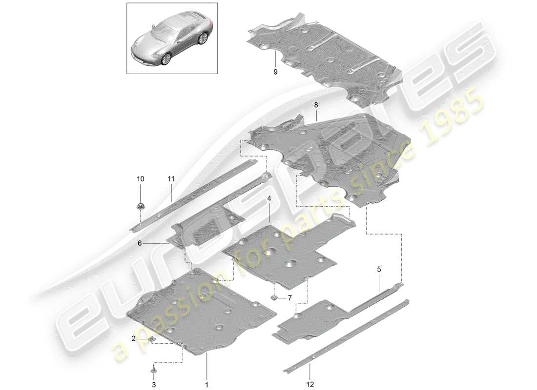 porsche 991 gen. 2 (2019) underbody part diagram