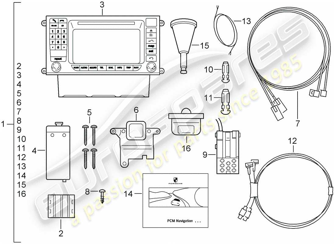 porsche tequipment cayenne (2010) navigation system part diagram