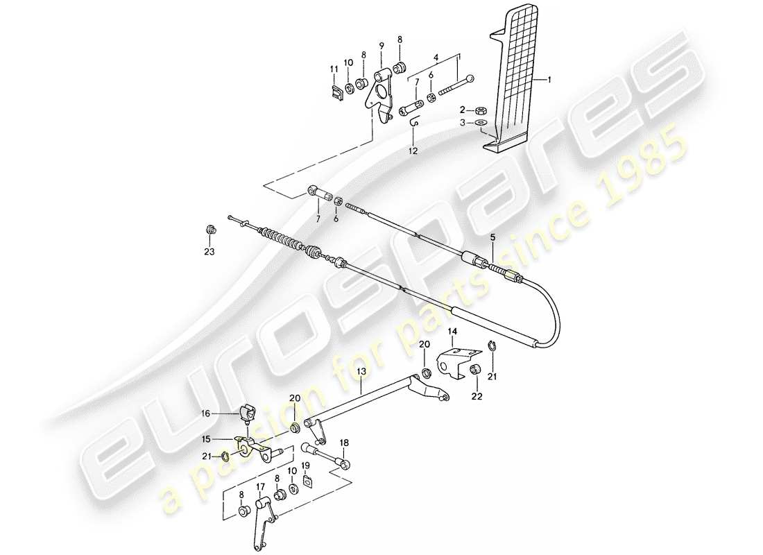 porsche 993 (1995) pedals - throttle control part diagram