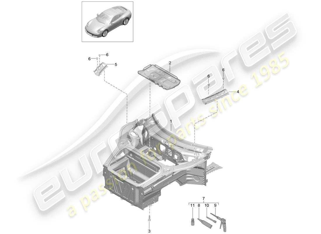 porsche 991 gen. 2 (2019) front end part diagram