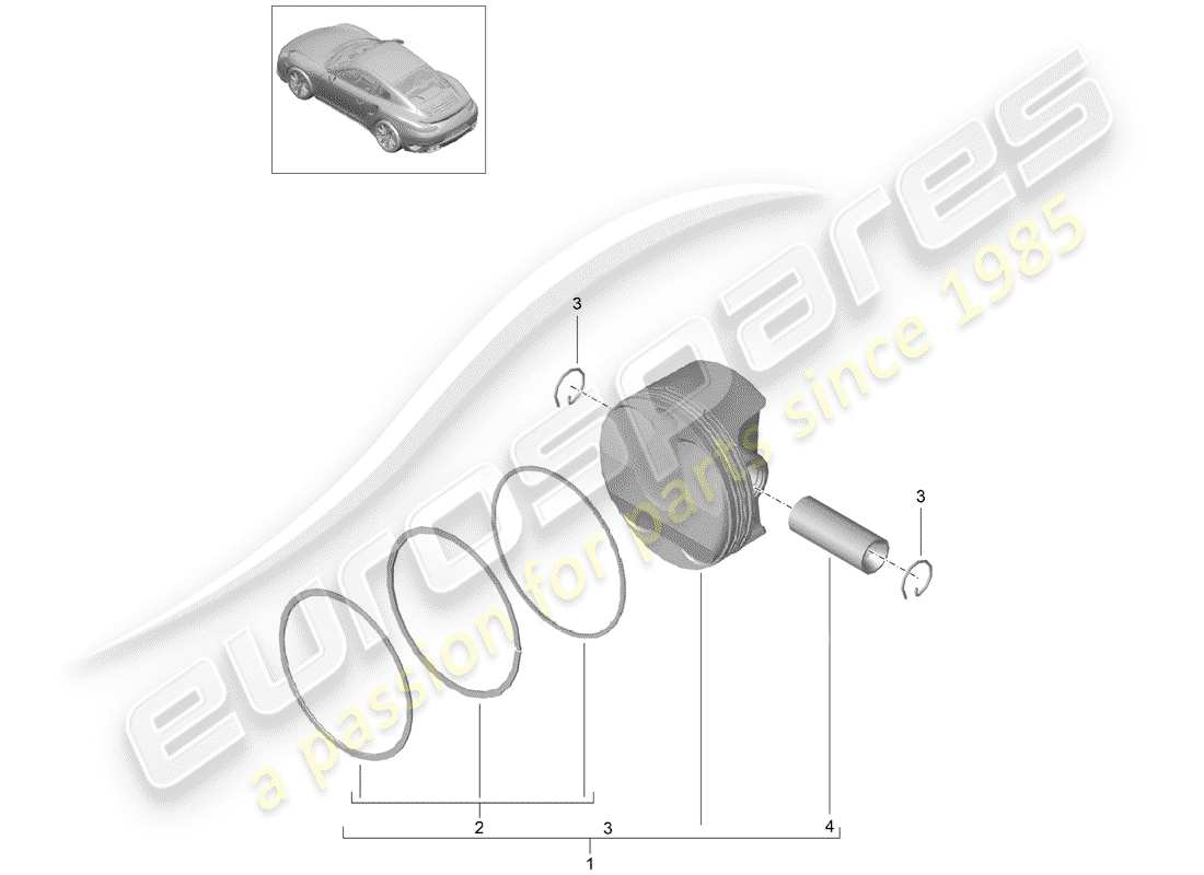 porsche 991 t/gt2rs piston part diagram