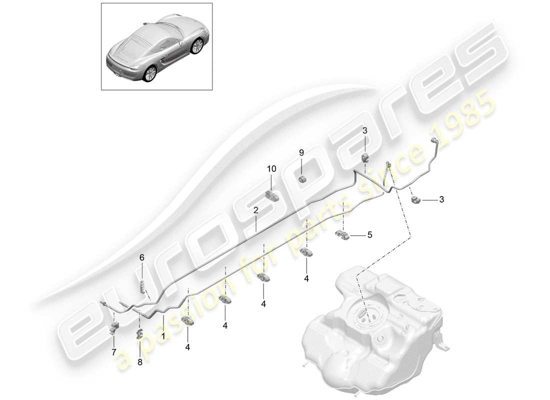 porsche cayman 981 (2014) fuel system parts diagram