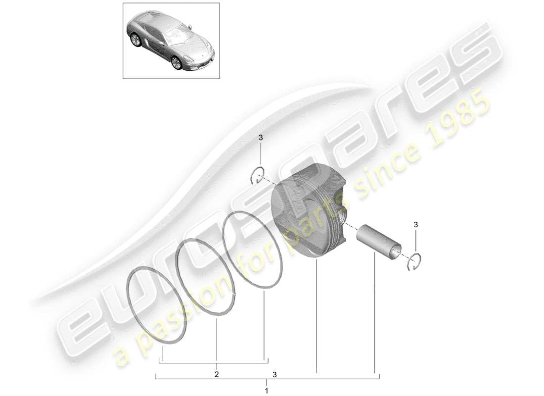 porsche cayman 981 (2014) piston parts diagram