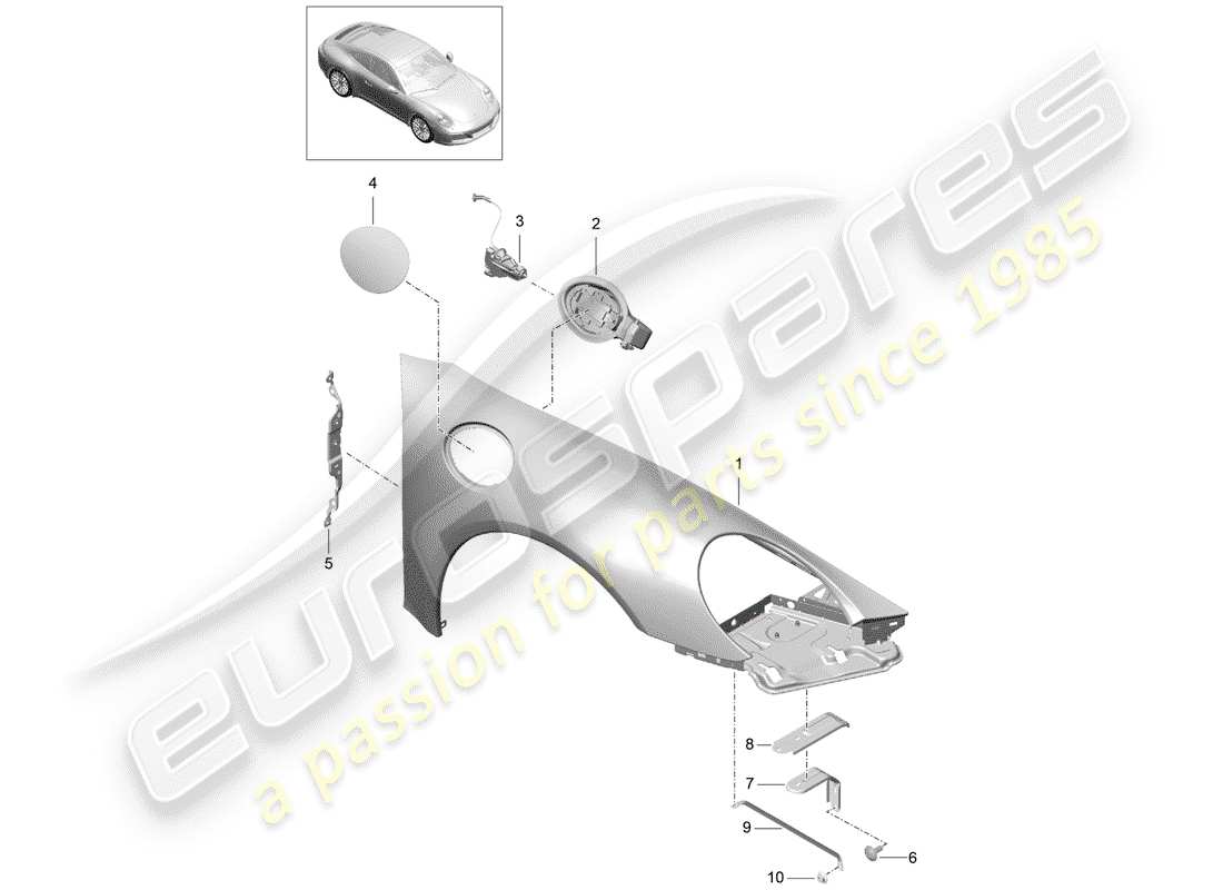 porsche 991 gen. 2 (2019) fender part diagram