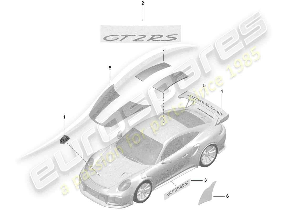 porsche 991 turbo (2014) nameplates parts diagram