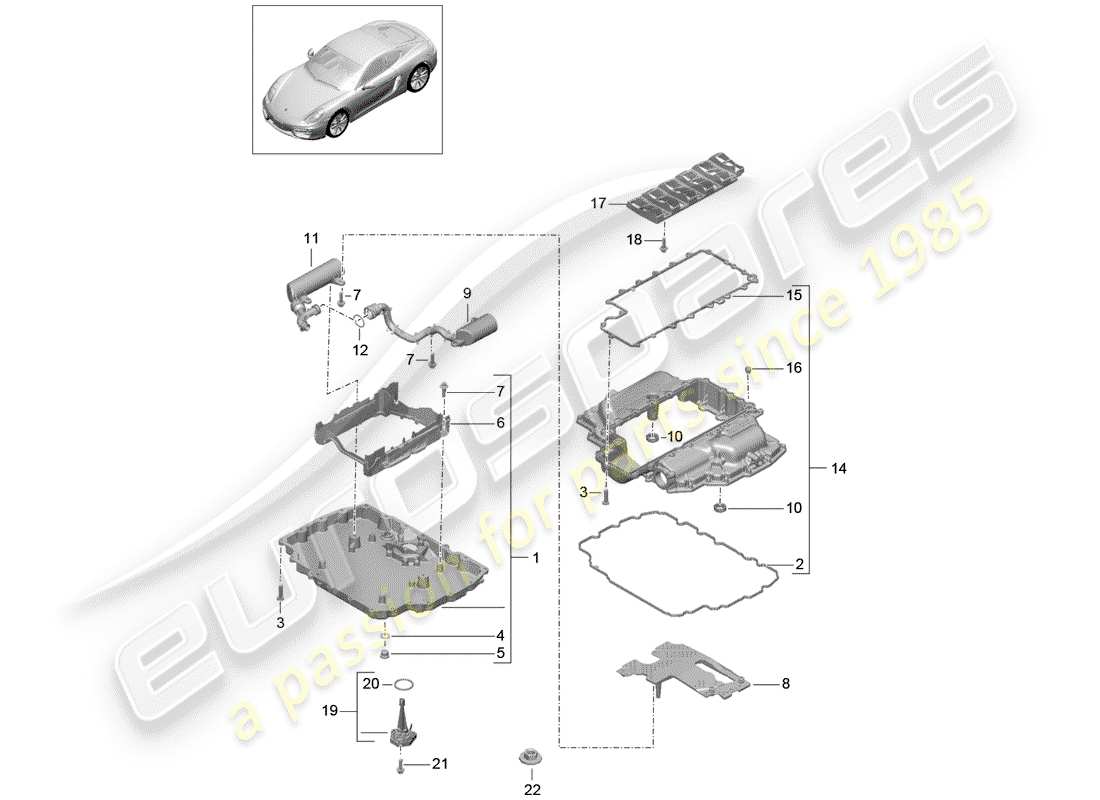 porsche cayman 981 (2014) oil pan parts diagram