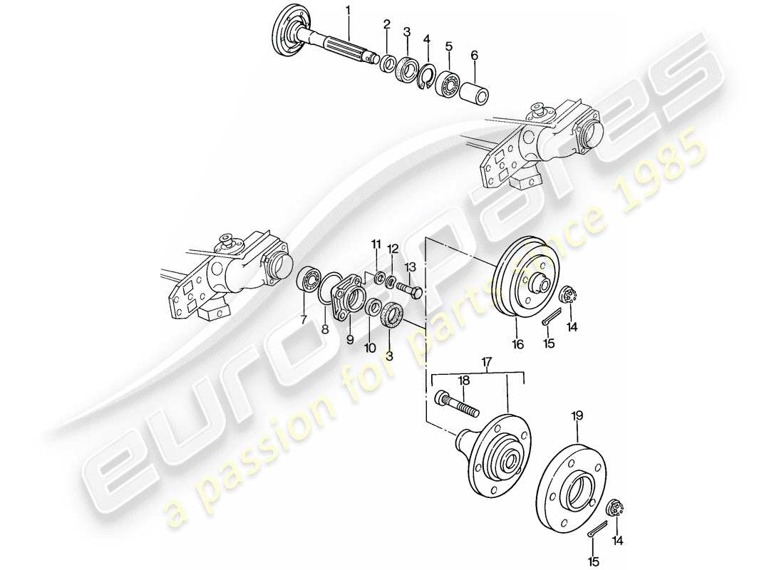 porsche 924 (1977) rear wheel shaft - lubricants parts diagram