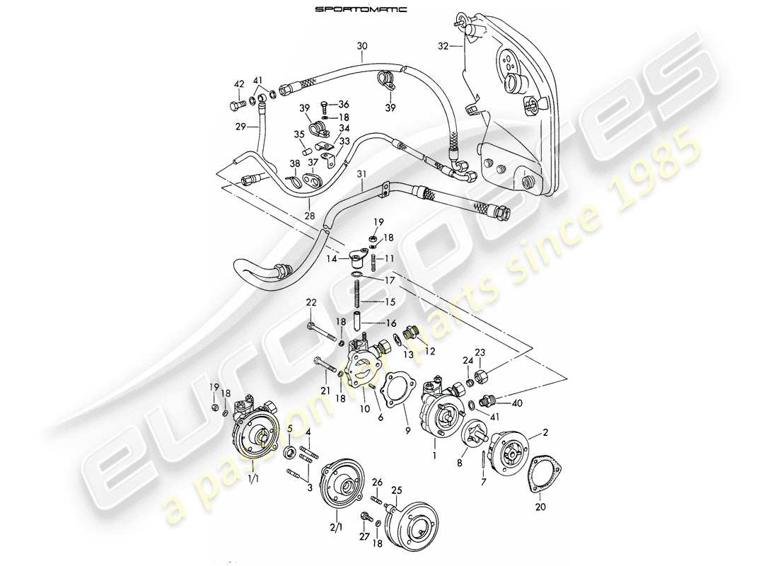 porsche 911/912 (1966) oil supply - for - torque converter - sportomatic parts diagram
