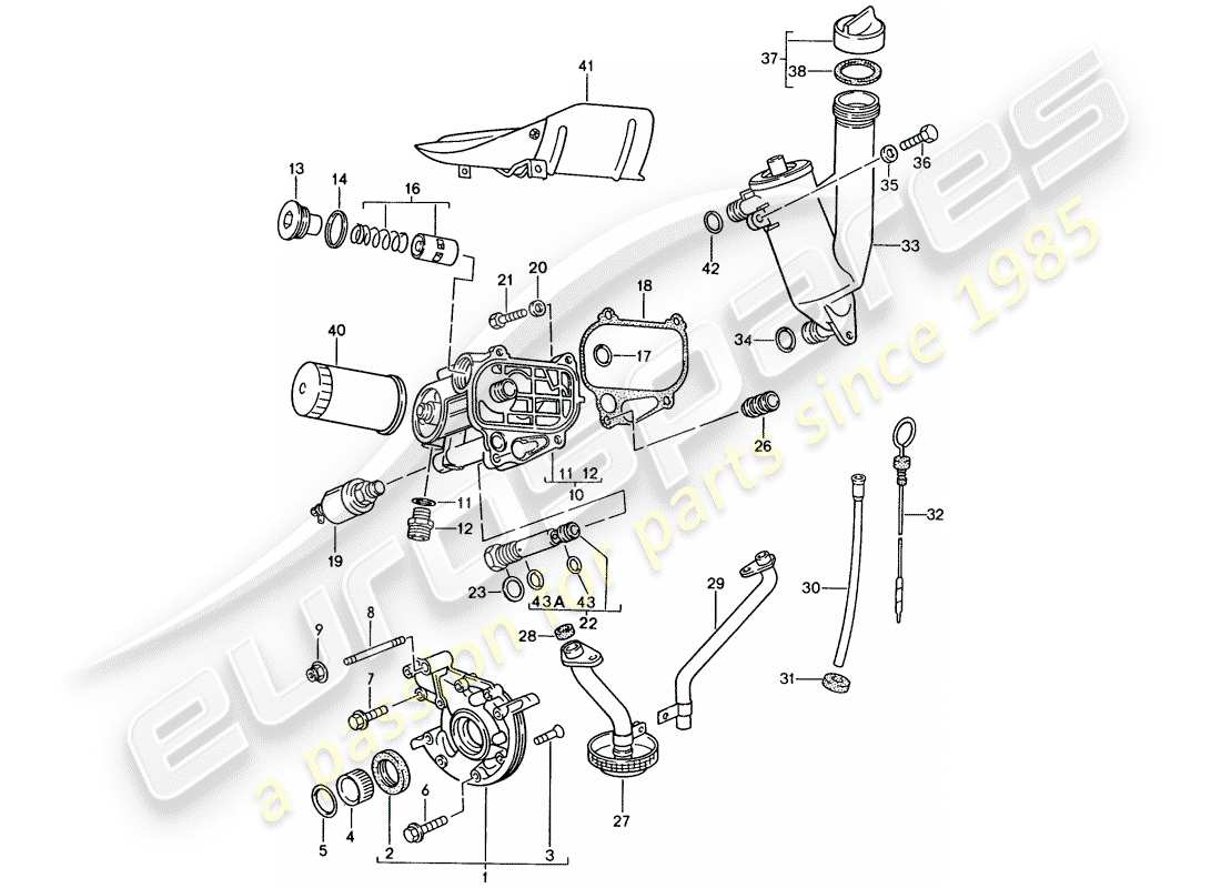 porsche 944 (1986) engine lubrication parts diagram