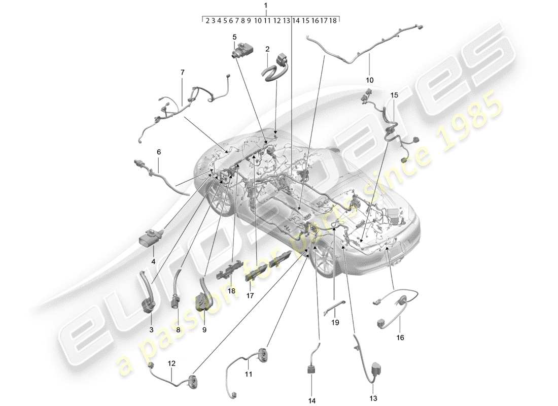 porsche cayman 981 (2014) wiring harnesses parts diagram