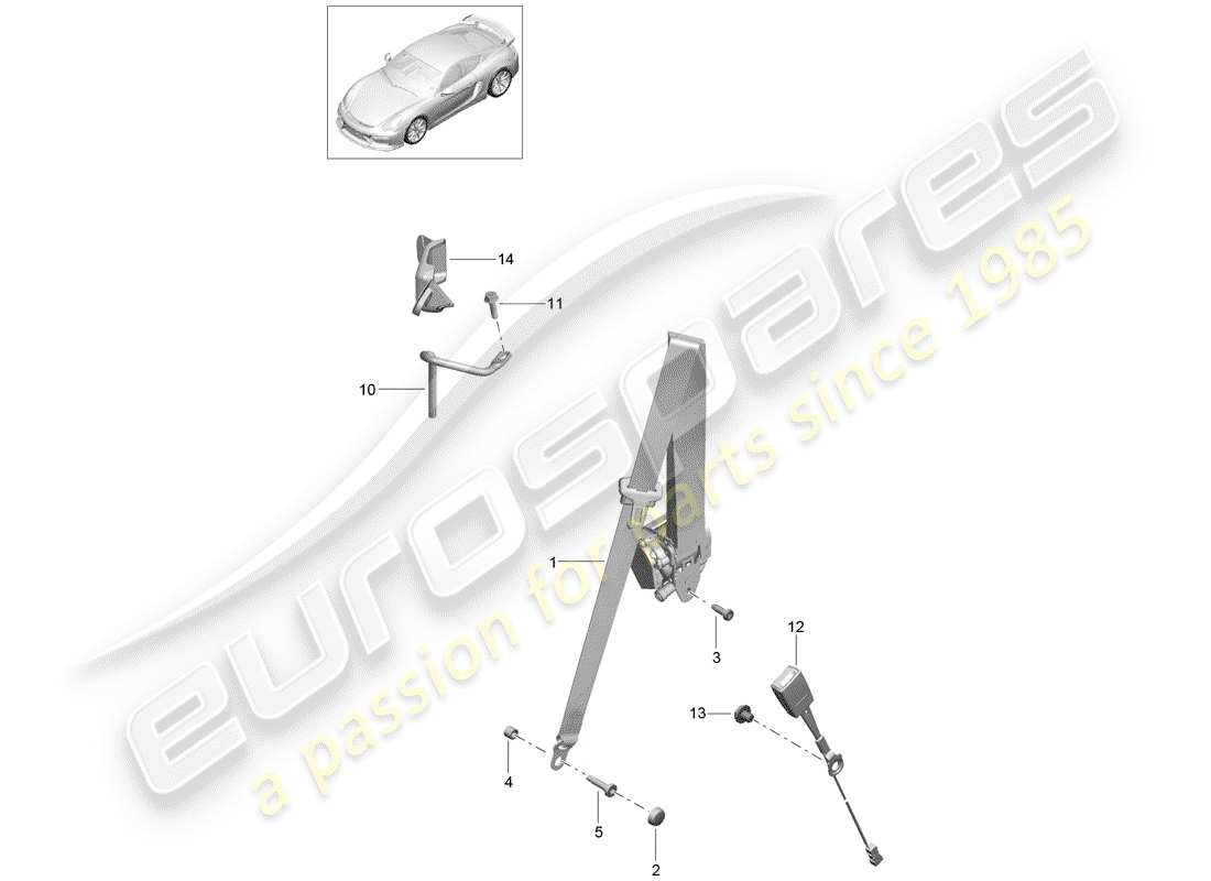 porsche 2016 seat belt part diagram