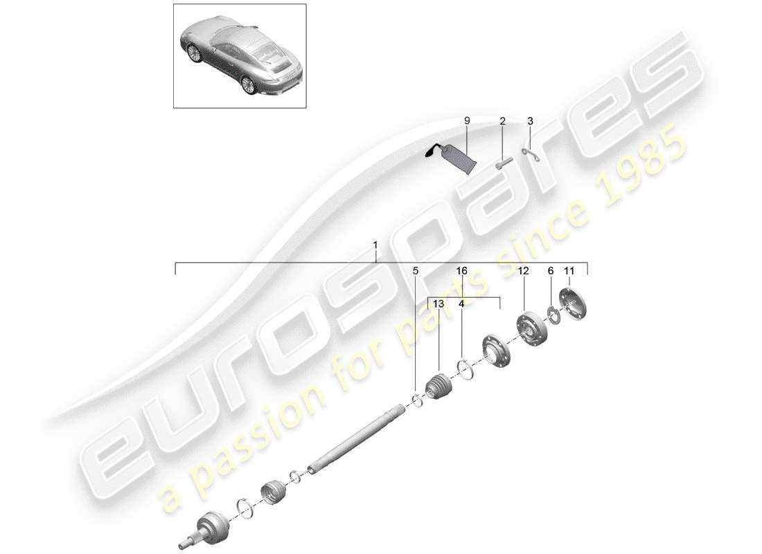 porsche 991 gen. 2 (2019) drive shaft part diagram