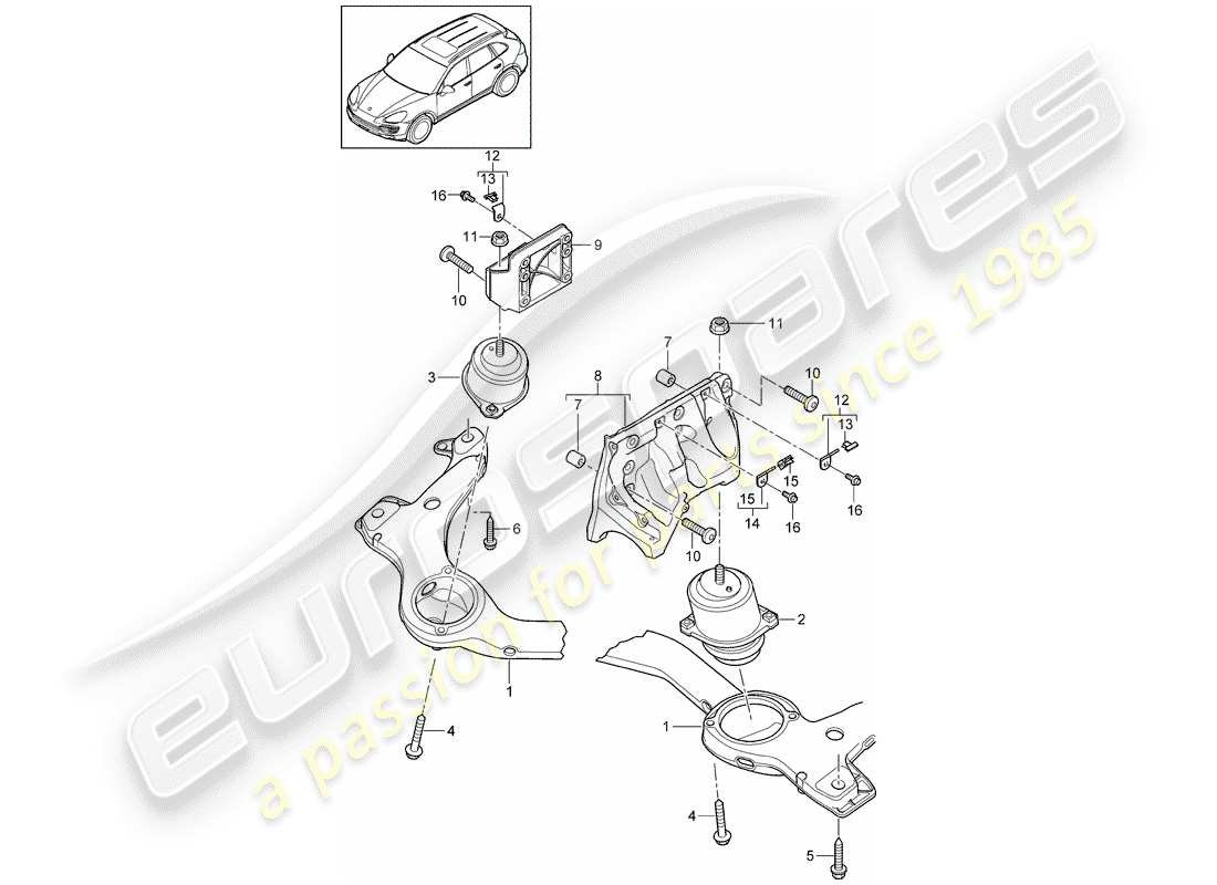 porsche cayenne e2 (2013) engine lifting tackle part diagram