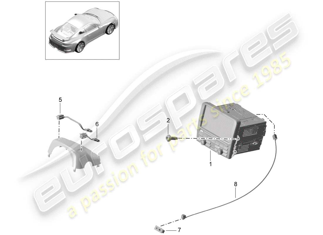 porsche 991r/gt3/rs (2020) operating unit parts diagram