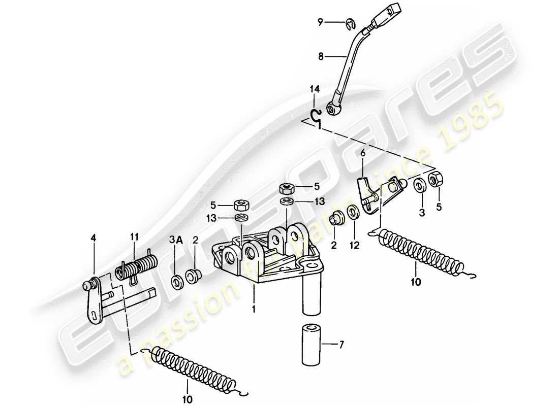 porsche 911 (1987) throttle linkage - bracket parts diagram