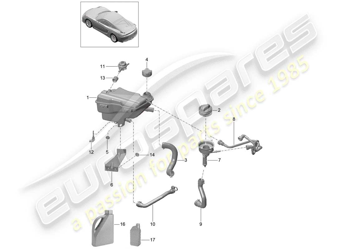 porsche 2016 water cooling 3 part diagram