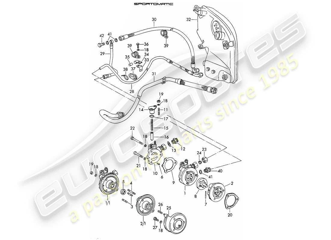 porsche 911/912 (1967) oil supply - for - torque converter - sportomatic part diagram