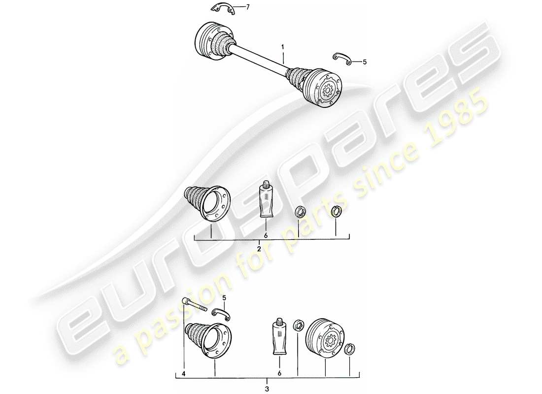 porsche 944 (1986) drive shaft parts diagram