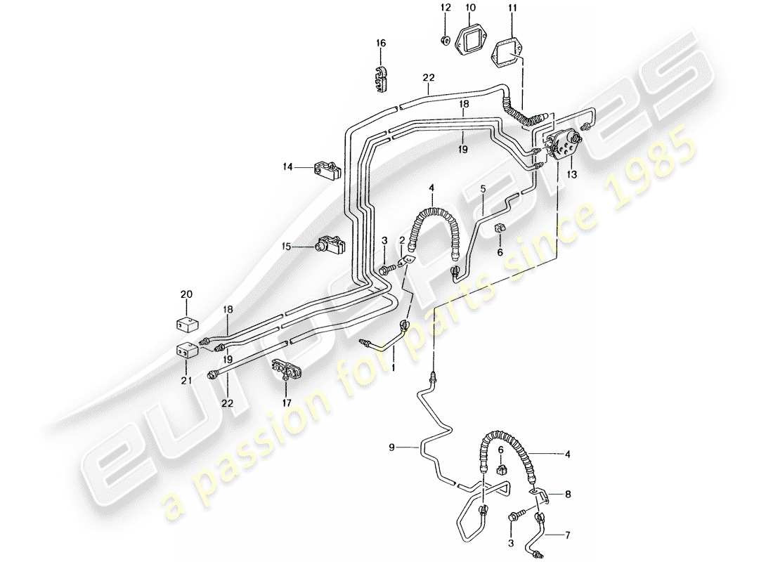 porsche boxster 986 (2004) brake line - front axle - underbody - vacuum line part diagram