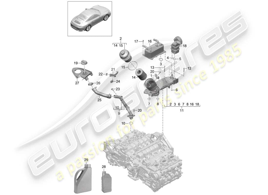 porsche 991 gen. 2 (2019) engine (oil press./lubrica.) part diagram