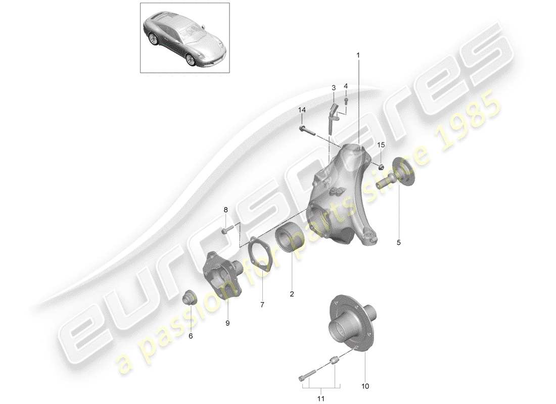 porsche 991 gen. 2 (2019) wheel carrier part diagram