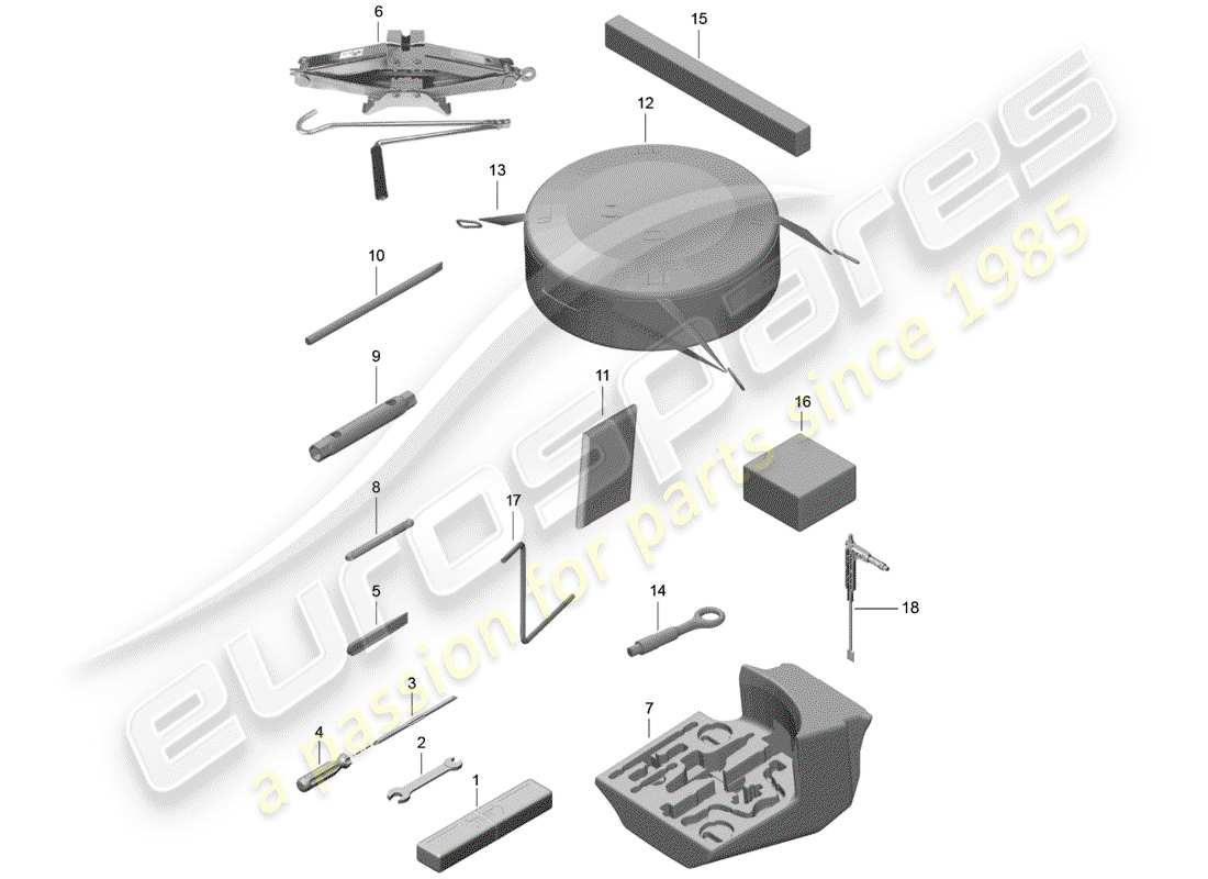 porsche 991 gen. 2 (2019) tool part diagram