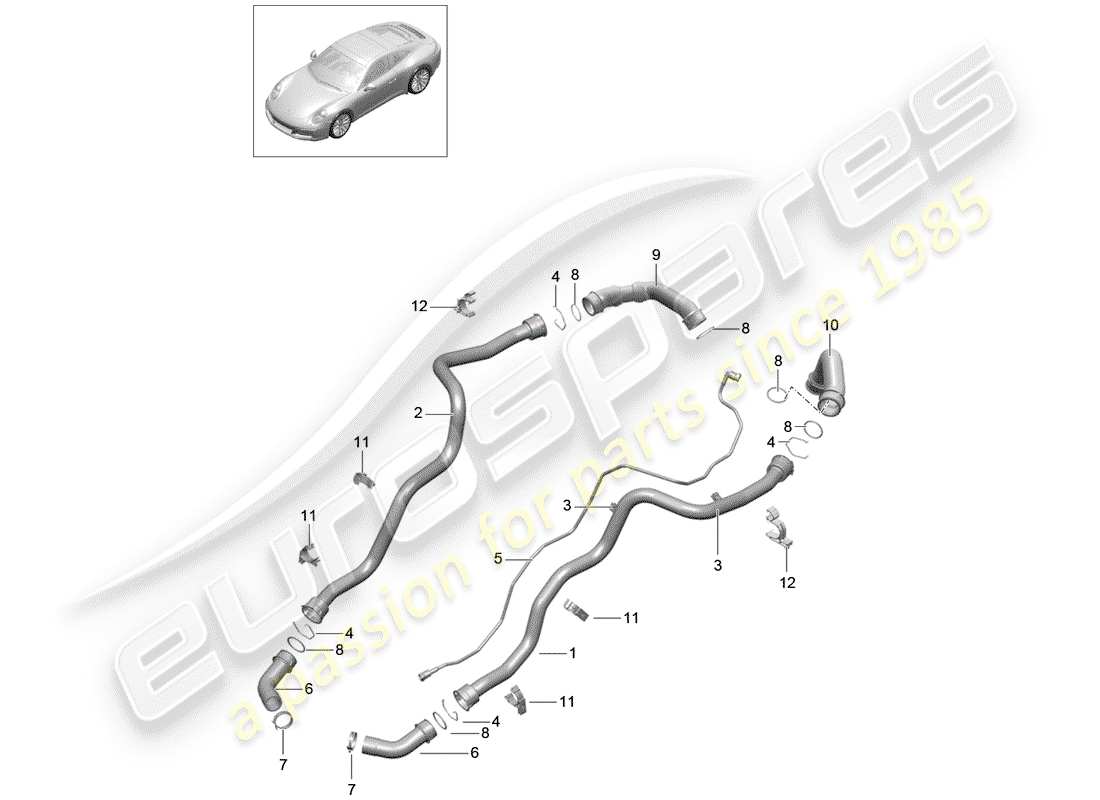 porsche 991 gen. 2 (2019) water cooling part diagram