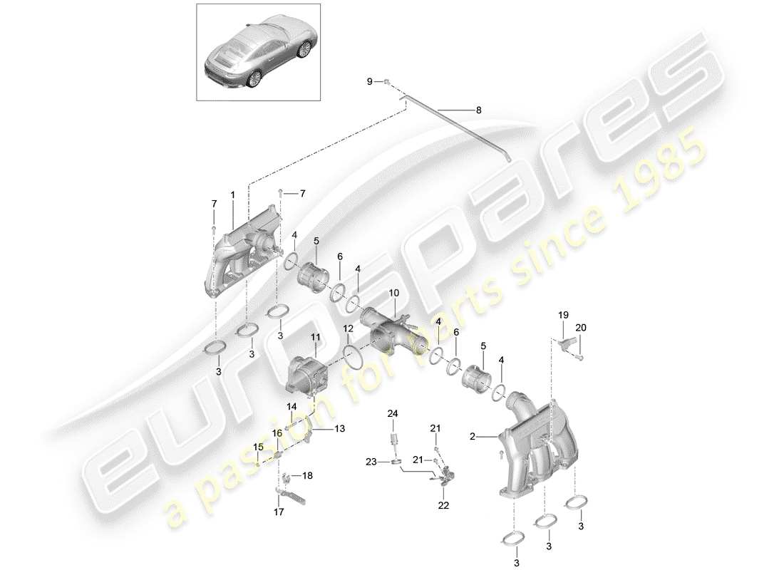 porsche 991 gen. 2 (2019) intake air distributor part diagram