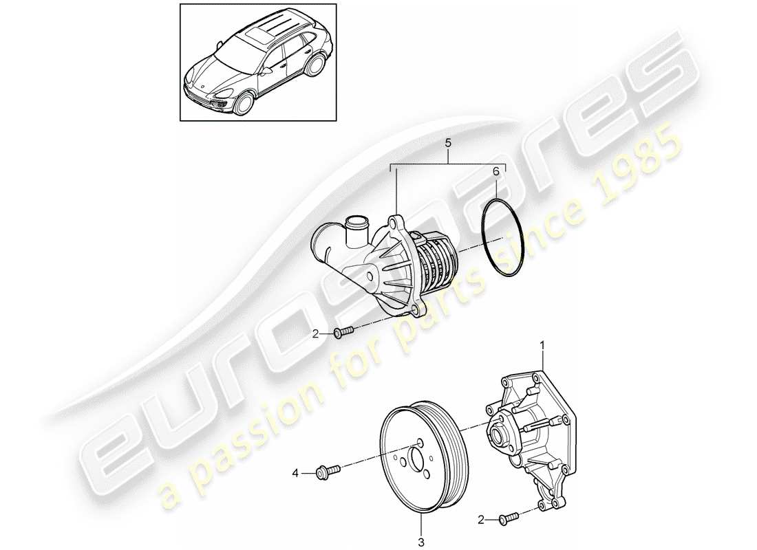 porsche cayenne e2 (2013) water pump part diagram