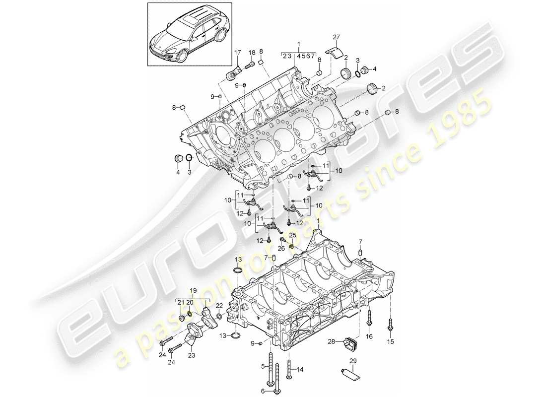 porsche cayenne e2 (2013) crankcase part diagram