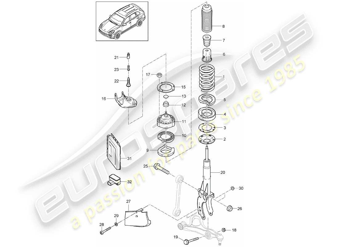 porsche cayenne e2 (2012) suspension parts diagram