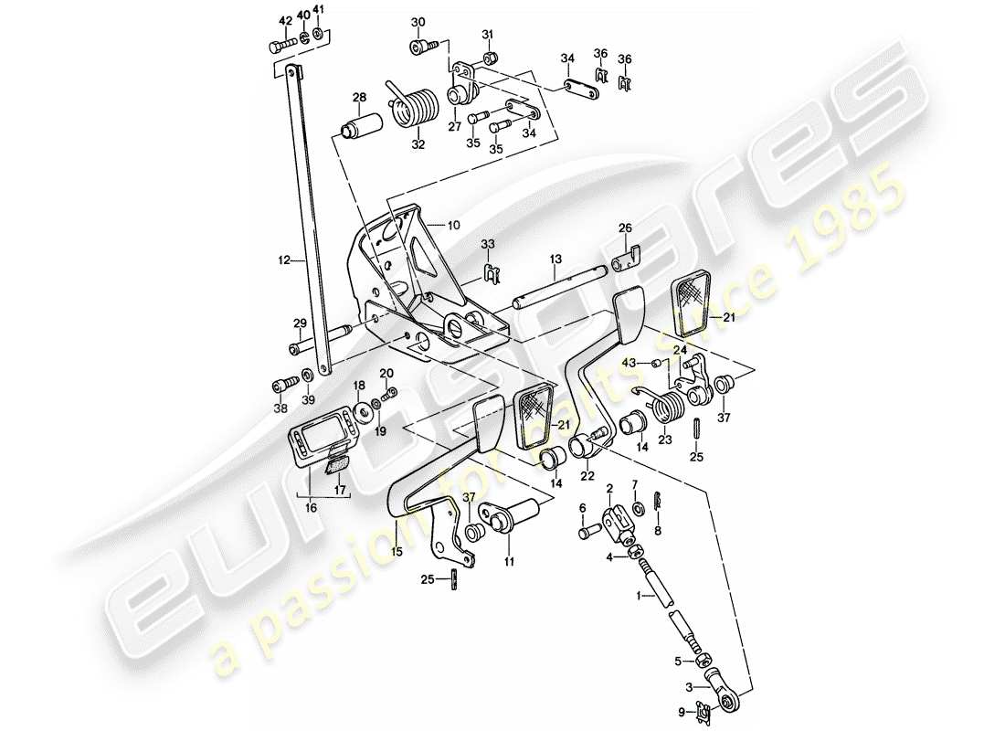 porsche 911 (1989) pedals part diagram