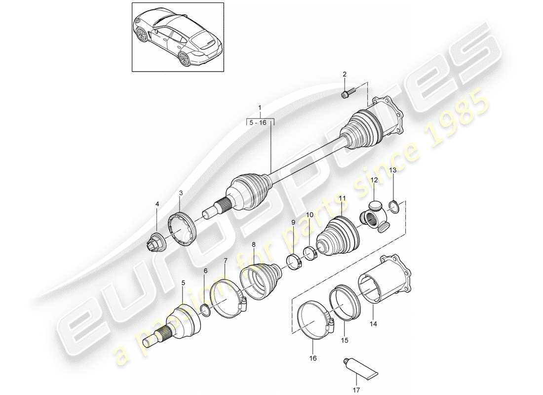 porsche panamera 970 (2016) drive shaft part diagram