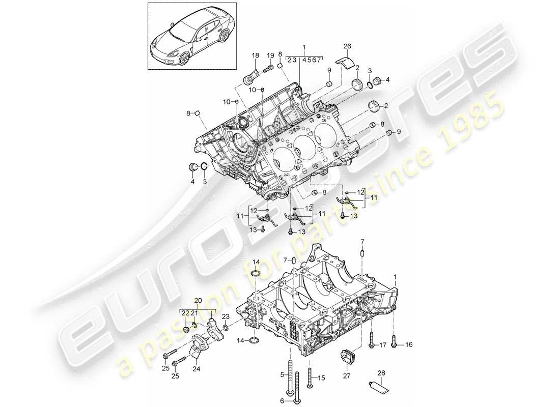 porsche panamera 970 (2016) crankcase part diagram