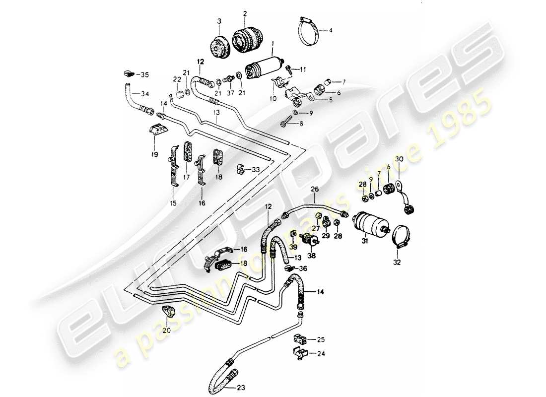 porsche 964 (1990) fuel system part diagram