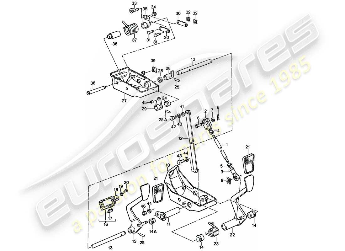 porsche 911 (1989) pedals part diagram