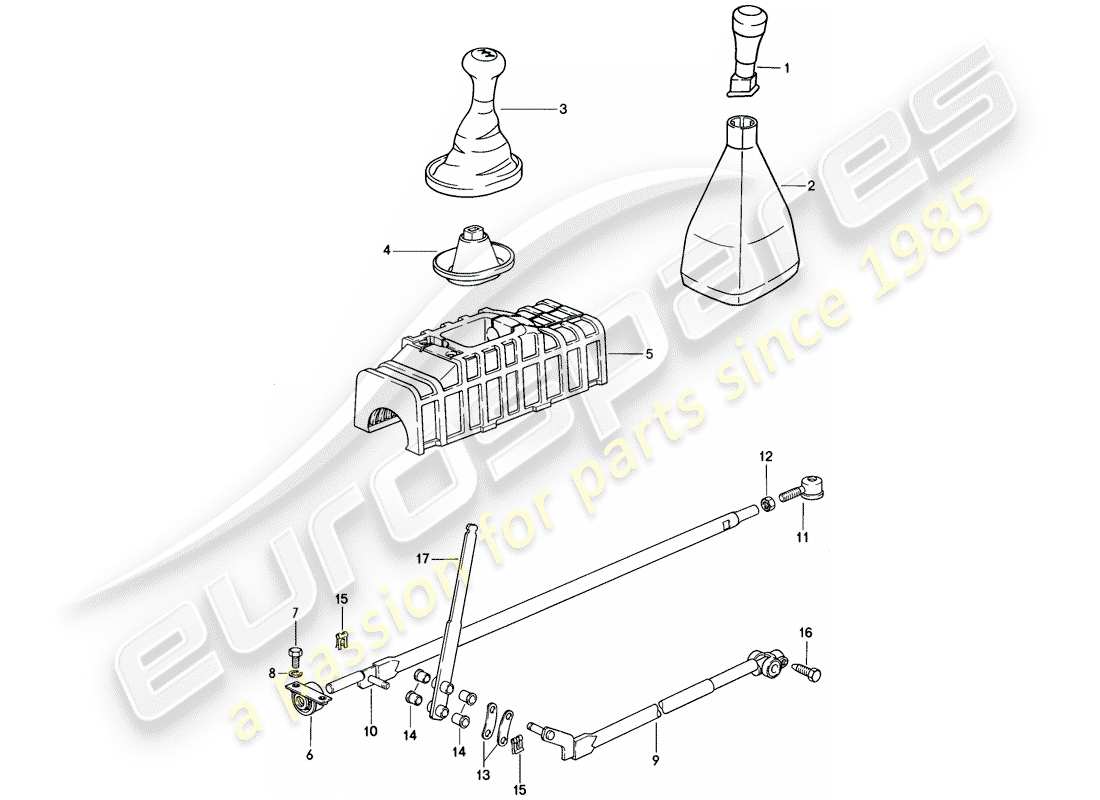 porsche 924 (1976) shift mechanism - manual gearbox parts diagram