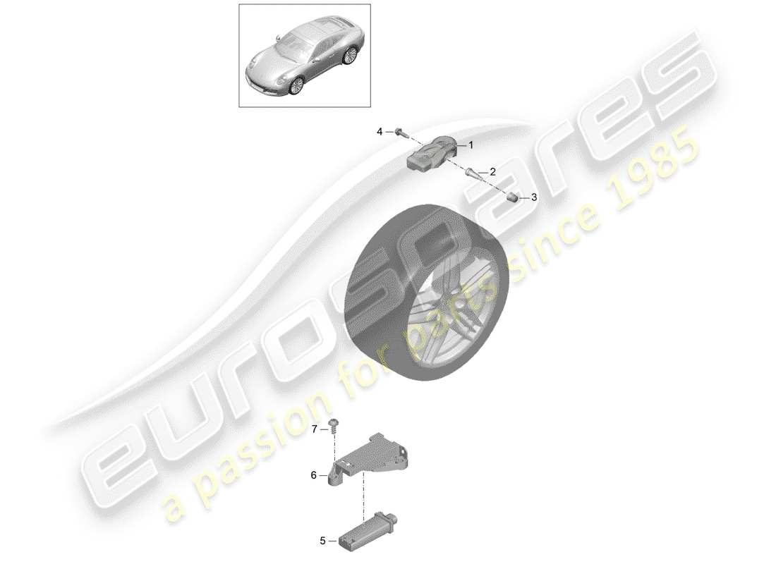 porsche 991 gen. 2 (2019) tire pressure control system part diagram