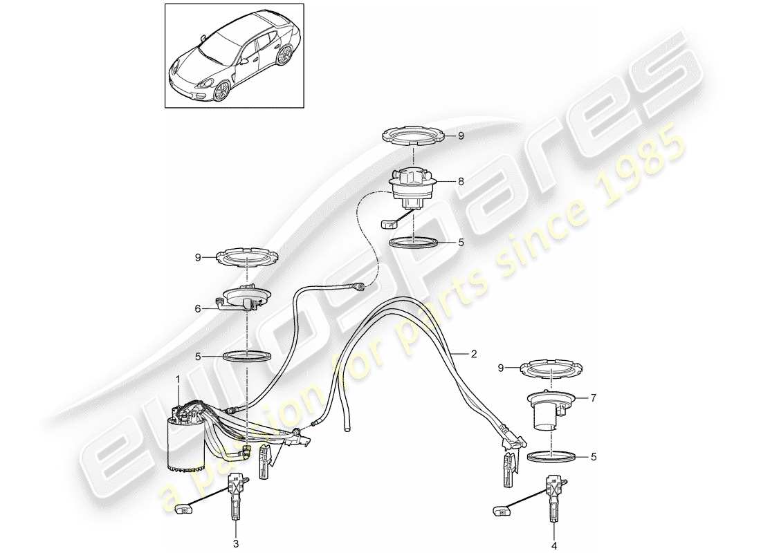 porsche panamera 970 (2016) fuel tank part diagram