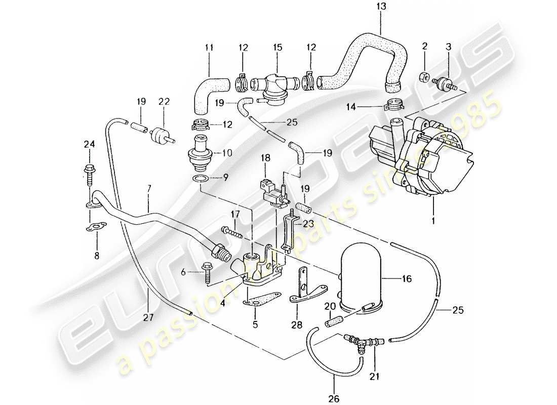 porsche boxster 986 (2004) secondary air pump - d >> - mj 1999 part diagram