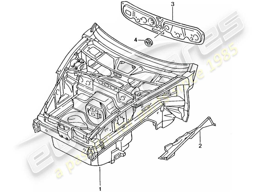 porsche boxster 986 (2004) front end part diagram